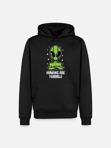 UFO Alien Ausserirdrischer Alienkopf Geschenk - Männer Premium Bio Hoodie - Schwarz