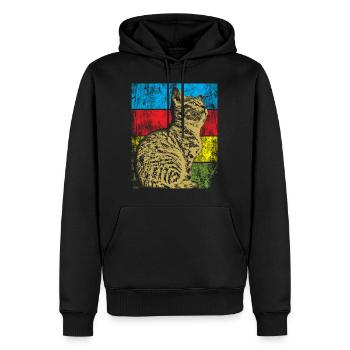 Katze Vintage Retro Katzen Geschenk - Männer Premium Bio Hoodie - Schwarz - Vorne - Nico (187cm)