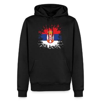 Serbien Flagge Farbspritzer - Männer Premium Bio Hoodie - Schwarz - Vorne - Nico (187cm)