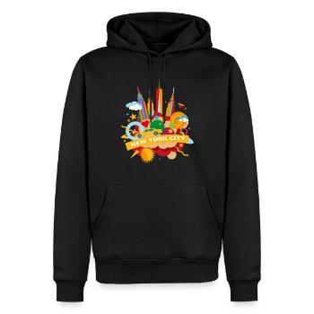 New York - Männer Premium Bio Hoodie - Schwarz - Vorne - Nico (187cm)