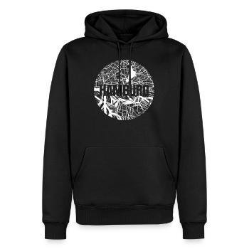 Hamburg – City Stadtplan Map Karte (weiß) - Männer Premium Bio Hoodie - Schwarz - Vorne - Nico (187cm)