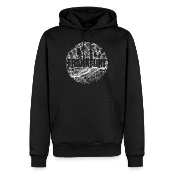 Frankfurt – City Stadtplan Map Karte (weiß) - Männer Premium Bio Hoodie - Schwarz - Vorne - Nico (187cm)