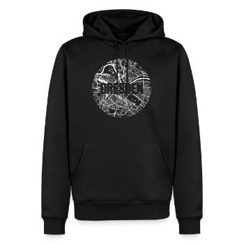 Dresden – City Stadtplan Map Karte (weiß) - Männer Premium Bio Hoodie - Schwarz - Vorne - Nico (187cm)