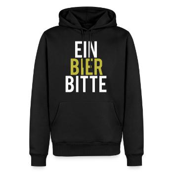 Ein Bier bitte - Männer Premium Bio Hoodie - Schwarz - Vorne - Nico (187cm)