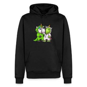 Cadeau pour bébé Dinosaur Unicorn Bestfriends - Sweat à capuche Premium bio Homme - noir - Devant - Nico (187cm)