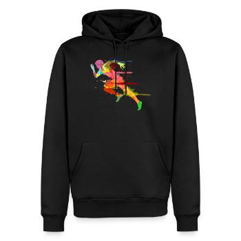 Sprinter, coureur de jogging - Sweat à capuche Premium bio Homme - noir - Devant - Nico (187cm)