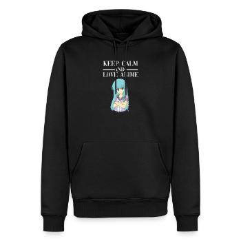 Keep Calm Cute Anime School Uniform Girl Gift - Men’s Premium Organic Hoodie - black - Front - Nico (187cm)