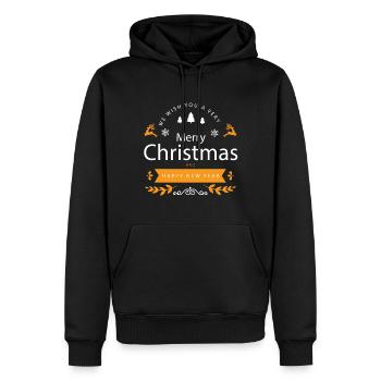 We wish you a very Merry Christmas and a happy new - Männer Premium Bio Hoodie - Schwarz - Vorne - Nico (187cm)