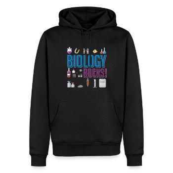 Biologie roches - Sweat à capuche Premium bio Homme - noir - Devant - Nico (187cm)