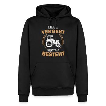 L'amour passe hectares se compose - tracteur agricole - Sweat à capuche Premium bio Homme - noir - Devant - Nico (187cm)