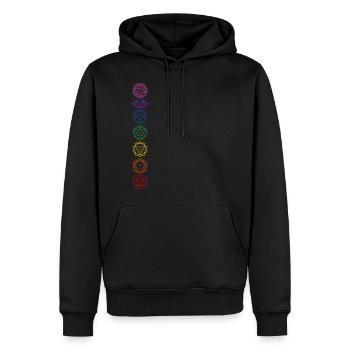 7 symboles de chakra - affectation des couleurs - Sweat à capuche Premium bio Homme - noir - Devant - Nico (187cm)