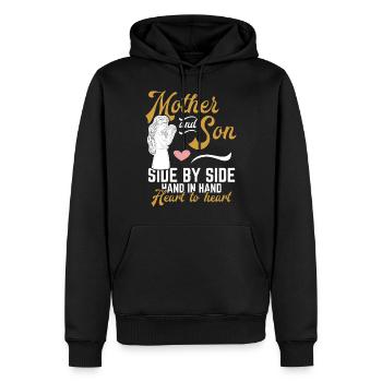 Mère et fils Maman enfants - Sweat à capuche Premium bio Homme - noir - Devant - Nico (187cm)