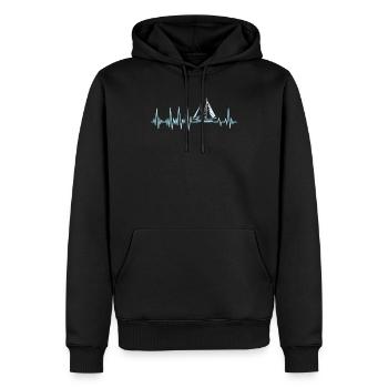Battements de coeur voilier voilier cadeau - Sweat à capuche Premium bio Homme - noir - Devant - Nico (187cm)