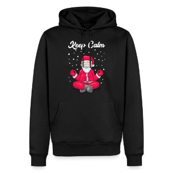 Keep Calm Weihnachtsmann Yoga Meditation Geschenk - Männer Premium Bio Hoodie - Schwarz - Vorne - Nico (187cm)