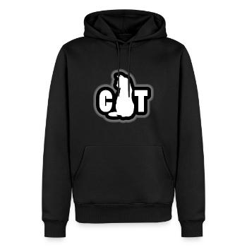 Idée cadeau chat blanc - Sweat à capuche Premium bio Homme - noir - Devant - Nico (187cm)