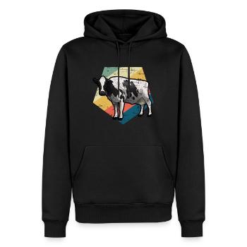 Kuh retro - Männer Premium Bio Hoodie - Schwarz - Vorne - Nico (187cm)