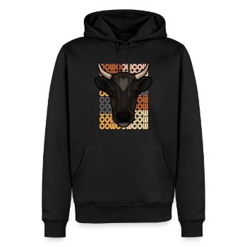vache - Sweat à capuche Premium bio Homme - noir - Devant - Nico (187cm)