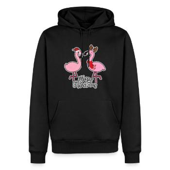 Flamingo Christmas - Sweat à capuche Premium bio Homme - noir - Devant - Nico (187cm)