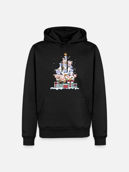 Mucca mucca contadino contadino regalo di Natale - Felpa con cappuccio ecologica premium da uomo - nero