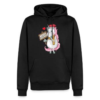 Unicorn Merry Christmas Cap Unicorn Gift Clothing - Sweat à capuche Premium bio Homme - noir - Devant - Nico (187cm)