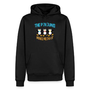 Comic Kawaii avec un oiseau marin drôle - Sweat à capuche Premium bio Homme - noir - Devant - Nico (187cm)