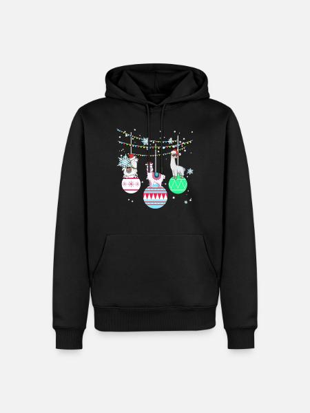 Lama Alpaka Vikunja Weihnachten Geschenk - Männer Premium Bio Hoodie - Schwarz
