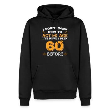 Anniversaire 60 ans Soixante né en 1958 cadeau - Sweat à capuche Premium bio Homme - noir - Devant - Nico (187cm)
