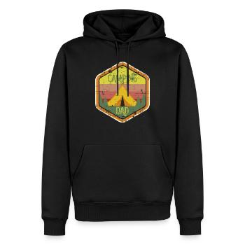 Camping Papa Tente Camper Idée Cadeau Vintage - Sweat à capuche Premium bio Homme - noir - Devant - Nico (187cm)