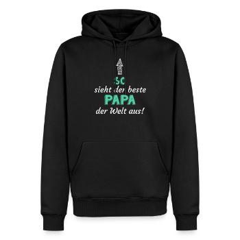 So sieht der BESTE PAPA der Welt aus - Männer Premium Bio Hoodie - Schwarz - Vorne - Nico (187cm)
