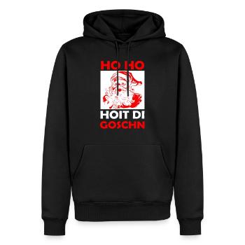Ho Ho Ho Hoit di Goschn - Männer Premium Bio Hoodie - Schwarz - Vorne - Nico (187cm)