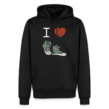 I Love Chaussures - Sweat à capuche Premium bio Homme - noir - Devant - Nico (187cm)