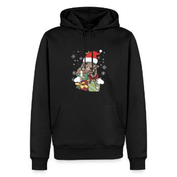 Blaireau chien noël Santa cadeau - Sweat à capuche Premium bio Homme - noir - Devant - Nico (187cm)