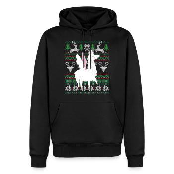 Llama Ugly Christmas Alpaga Licorne Noël - Sweat à capuche Premium bio Homme - noir - Devant - Nico (187cm)