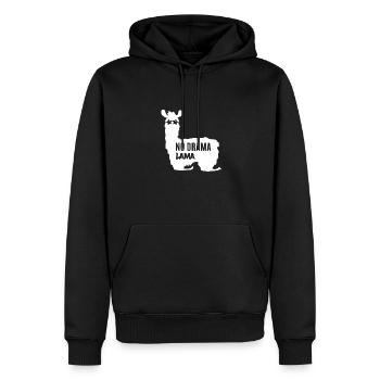 Lama - Llama / NO DRAMA LAMA - Männer Premium Bio Hoodie - Schwarz - Vorne - Nico (187cm)