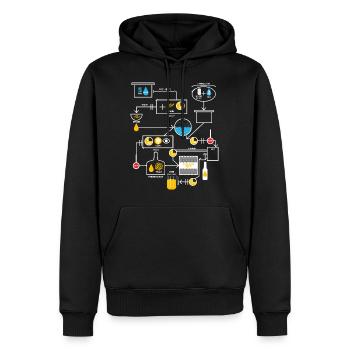 Représentation schématique de la production de bière - Sweat à capuche Premium bio Homme - noir - Devant - Nico (187cm)