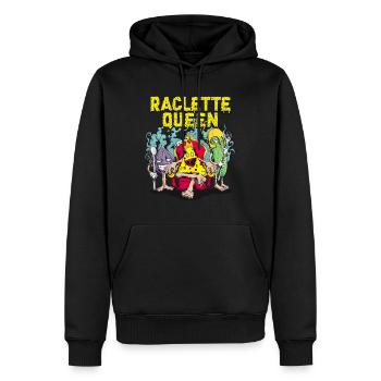 Cadeau Raclette Reine Fromage Reine Oignon Concombre - Sweat à capuche Premium bio Homme - noir - Devant - Nico (187cm)