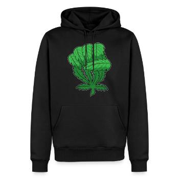 Weed Fist | Cannabis Marijuana THC CBD - Men’s Premium Organic Hoodie - black - Front - Nico (187cm)