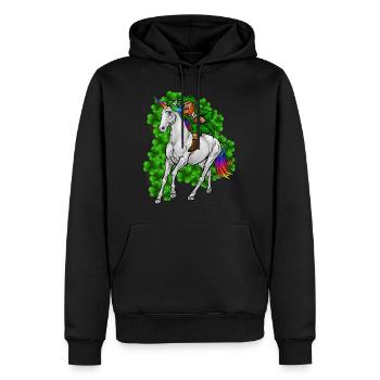 Leprechaun Reitet Einhorn Happy St. Patrick's Day - Männer Premium Bio Hoodie - Schwarz - Vorne - Nico (187cm)