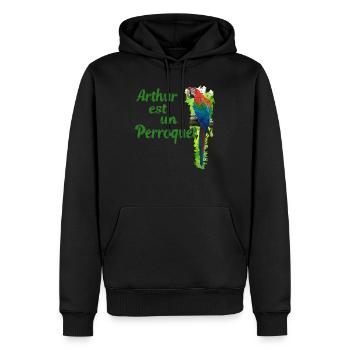 Arthur der Papagei lernt französisch - Männer Premium Bio Hoodie - Schwarz - Vorne - Nico (187cm)