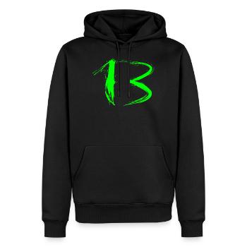 Number 13 favorite number design brush light green green - Men’s Premium Organic Hoodie - black - Front - Nico (187cm)