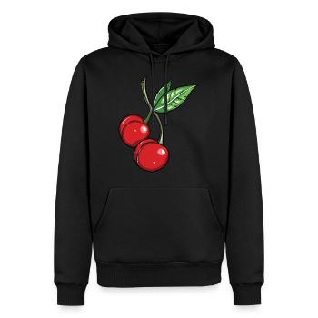 Kirsche - Männer Premium Bio Hoodie - Schwarz - Vorne - Nico (187cm)