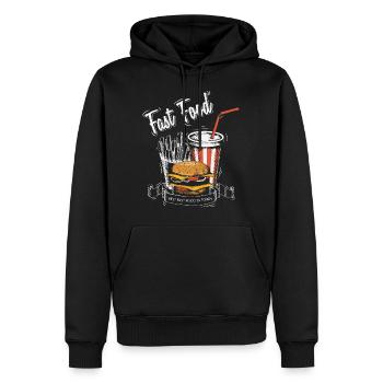 Fast-Food-Grafik - Männer Premium Bio Hoodie - Schwarz - Vorne - Nico (187cm)