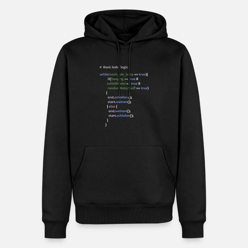 Baby Logik Werdender Vater Informatiker Geschenk - Männer Premium Bio Hoodie - Schwarz