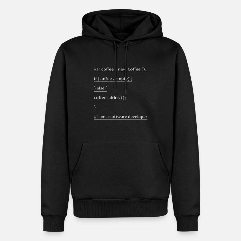 Code informaticien développeur café - Sweat à capuche Premium bio Homme - noir