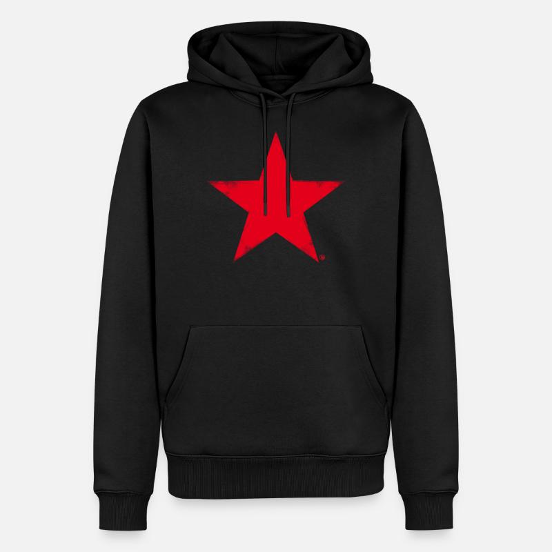 Révolution! Étoile rouge érodée - Sweat à capuche Premium bio Homme - noir