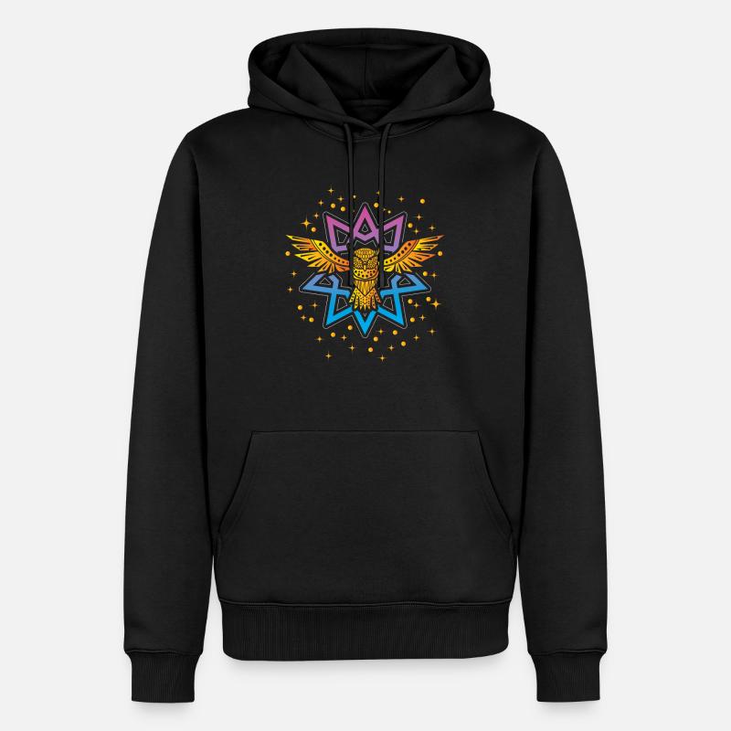 Eule Boho Gold Symbol - Männer Premium Bio Hoodie - Schwarz