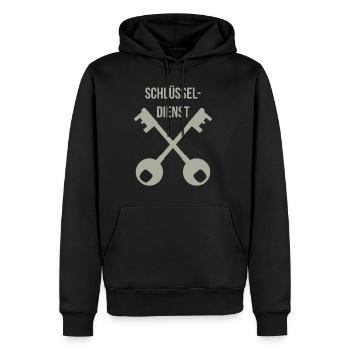 Serrurier, clés, idée cadeau - Sweat à capuche Premium bio Homme - noir - Devant - Nico (187cm)