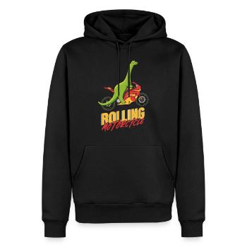 Dino Dinosaurier Motorrad T-Shirt Geschenk - Männer Premium Bio Hoodie - Schwarz - Vorne - Nico (187cm)