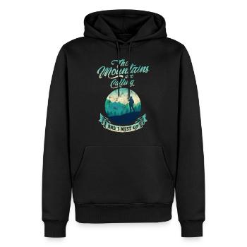 La montagne reçoit des randonneurs et des alpinistes vintage - Sweat à capuche Premium bio Homme - noir - Devant - Nico (187cm)