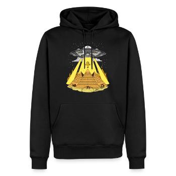 Alien Abduction Pyramides Egyptiennes OVNI Anunnaki - Sweat à capuche Premium bio Homme - noir - Devant - Nico (187cm)